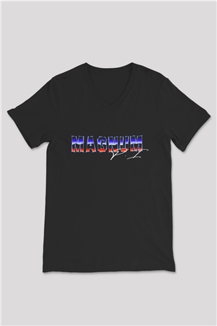 Magnum P.I. Siyah Unisex V Yaka Tişört