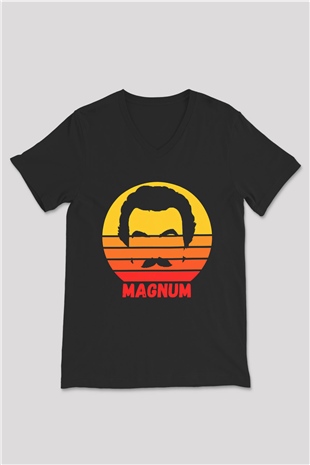Magnum P.I. Siyah Unisex V Yaka Tişört