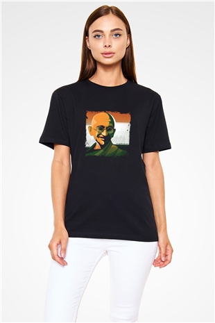 Mahatma Gandi Baskılı Unisex Siyah Tişört