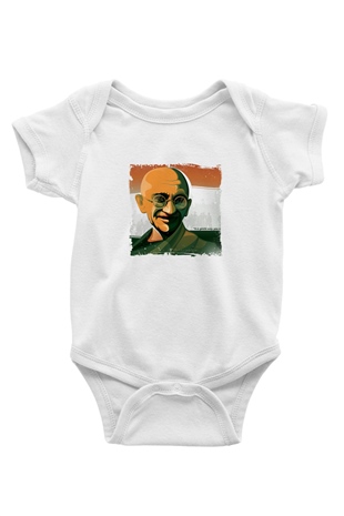 Mahatma Gandi Unisex Baskılı Beyaz Bebek Body - Zıbın