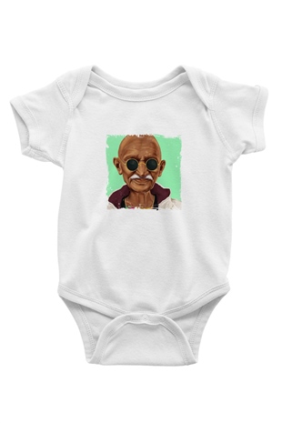 Mahatma Gandi Unisex Baskılı Beyaz Bebek Body - Zıbın