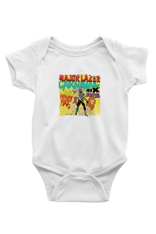 Major Lazer Baskılı Beyaz Bebek Body - Zıbın