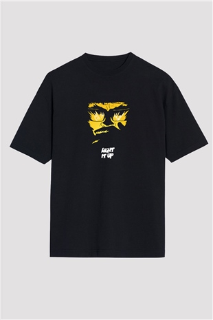 Major Lazer Baskılı Unisex Oversize Siyah Tişört