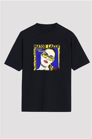 Major Lazer Baskılı Unisex Oversize Siyah Tişört