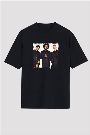 Major Lazer Baskılı Unisex Oversize Siyah Tişört