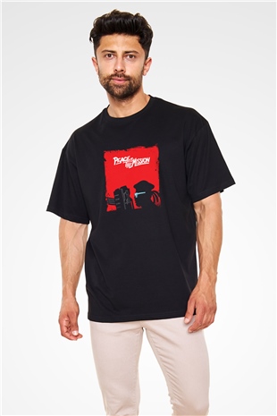 Major Lazer Baskılı Unisex Oversize Siyah Tişört