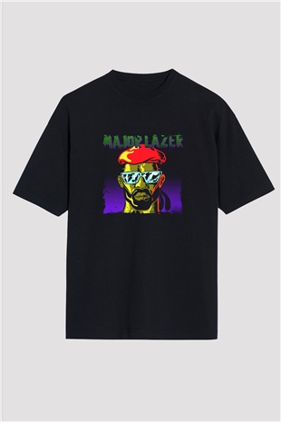 Major Lazer Baskılı Unisex Oversize Siyah Tişört