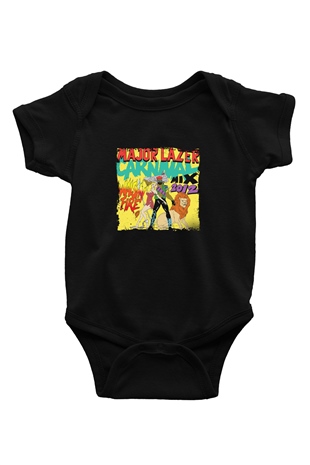 Major Lazer Baskılı Unisex Siyah Bebek Body - Zıbın