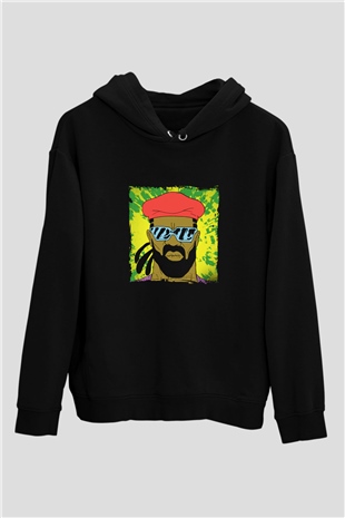 Major Lazer Baskılı Unisex Siyah Hoodie