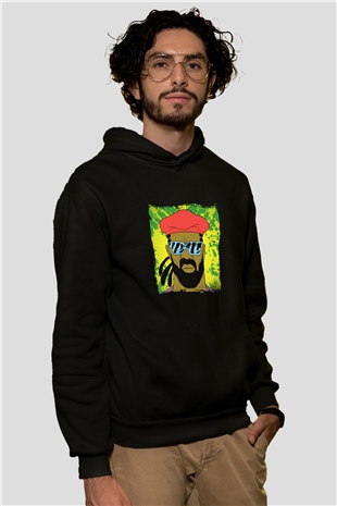 Major Lazer Baskılı Unisex Siyah Hoodie