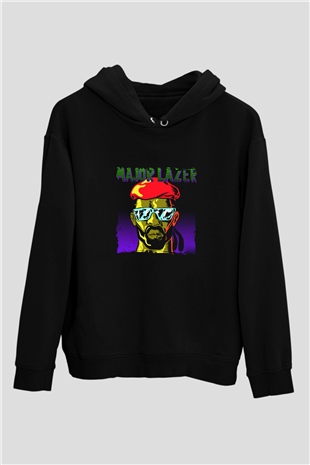 Major Lazer Baskılı Unisex Siyah Hoodie