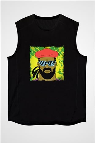 Major Lazer Baskılı Unisex Siyah Kolsuz Tişört