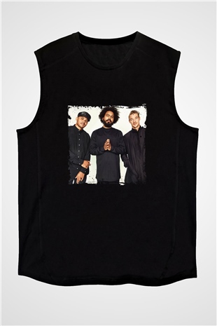 Major Lazer Baskılı Unisex Siyah Kolsuz Tişört