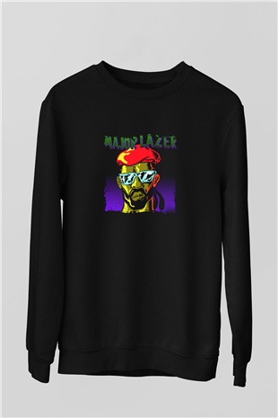 Major Lazer Baskılı Unisex Siyah Sweatshirt