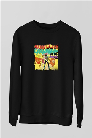 Major Lazer Baskılı Unisex Siyah Sweatshirt