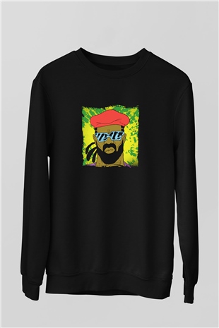 Major Lazer Baskılı Unisex Siyah Sweatshirt