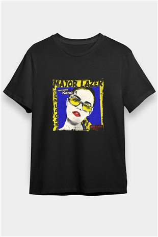Major Lazer Baskılı Unisex Siyah Tişört