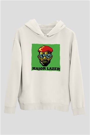 Major Lazer Beyaz Unisex Kapüşonlu Sweatshirt