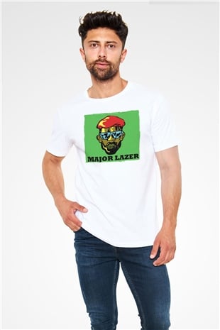 Major Lazer Beyaz Unisex Tişört T-Shirt - TişörtFabrikası