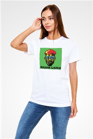 Major Lazer Beyaz Unisex Tişört T-Shirt - TişörtFabrikası