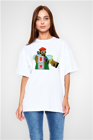 Major Lazer Beyaz Oversize Tişört Oversize T-shirt - TişörtFabrikası