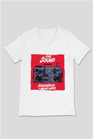 Major Lazer Beyaz Unisex V Yaka Tişört
