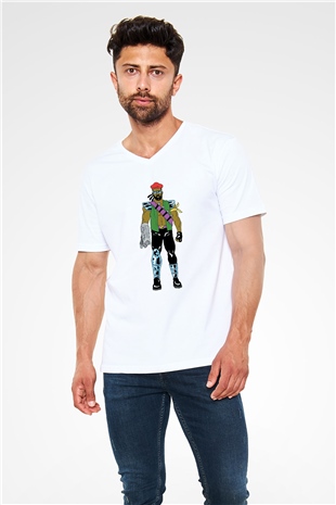 Major Lazer Beyaz Unisex V Yaka Tişört