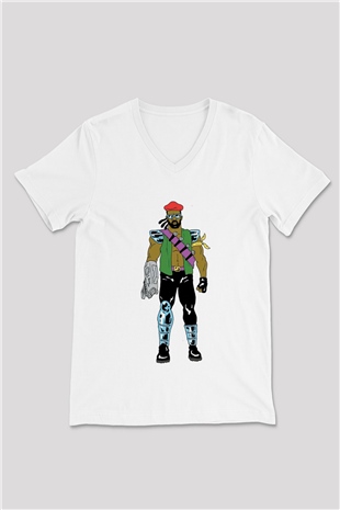 Major Lazer Beyaz Unisex V Yaka Tişört