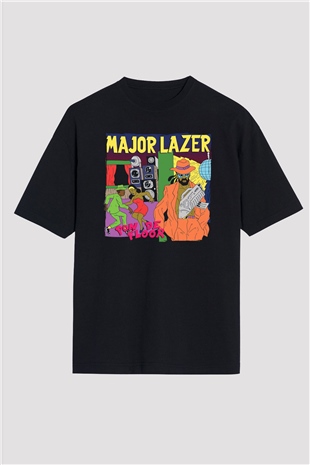 Major Lazer Siyah Oversize Tişört Oversize T-shirt - TişörtFabrikası
