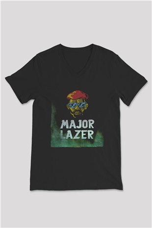 Major Lazer Siyah Unisex V Yaka Tişört