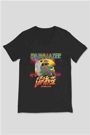Major Lazer Siyah Unisex V Yaka Tişört