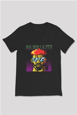 Major Lazer Siyah Unisex V Yaka Tişört
