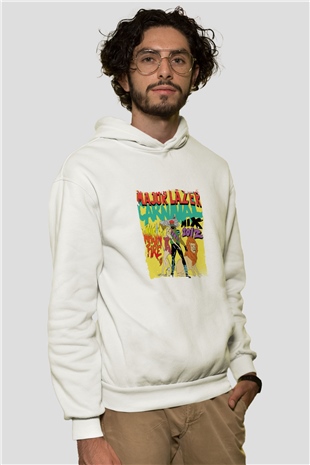 Major LazerBaskılı Beyaz Hoodie