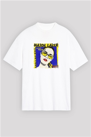 Major LazerBaskılı Beyaz Oversize Tişört