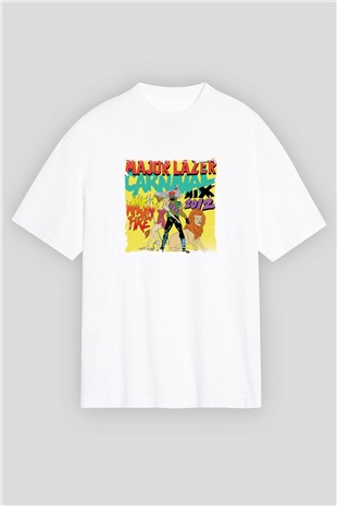 Major LazerBaskılı Beyaz Oversize Tişört