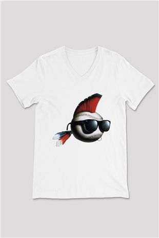 Major League Beyaz Unisex  V Yaka Tişört