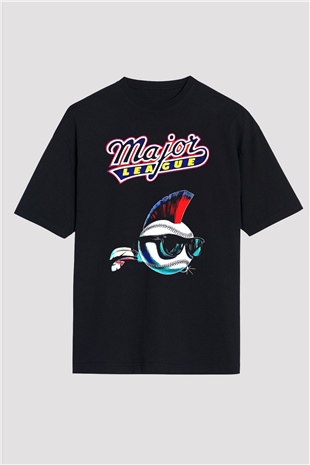 Major League Siyah Oversize Tişört