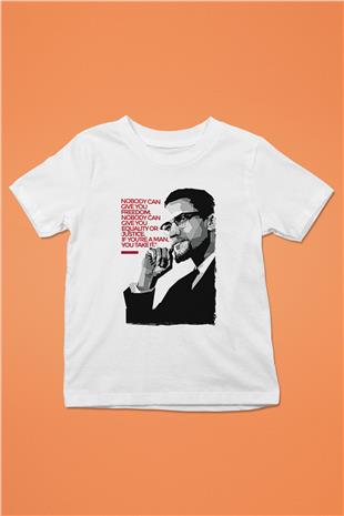 Malcolm X James Baskılı Beyaz Unisex Beyaz Çocuk Tişört - Tshirt