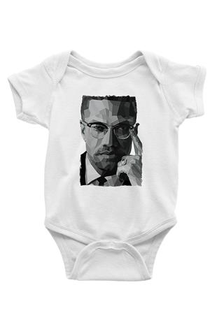 Malcolm X James Baskılı Beyaz Unisex Bebek Body - Zıbın