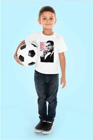 Malcolm X James Baskılı Beyaz Unisex Beyaz Çocuk Tişört - Tshirt
