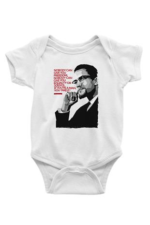 Malcolm X James Baskılı Beyaz Unisex Bebek Body - Zıbın