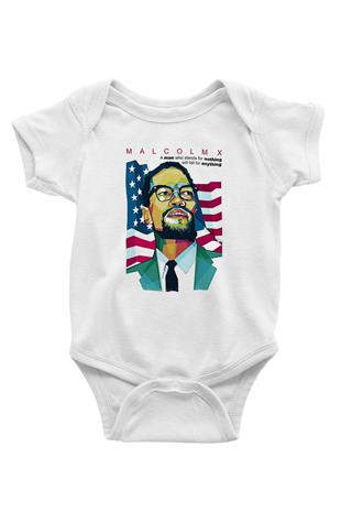 Malcolm X James Baskılı Beyaz Unisex Bebek Body - Zıbın