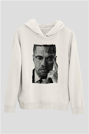 Malcolm X James Baskılı Beyaz Unisex Kapüşonlu Sweatshirt