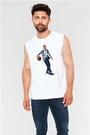 Malcolm X James Baskılı Beyaz Unisex Kolsuz Tişört - Tshirt