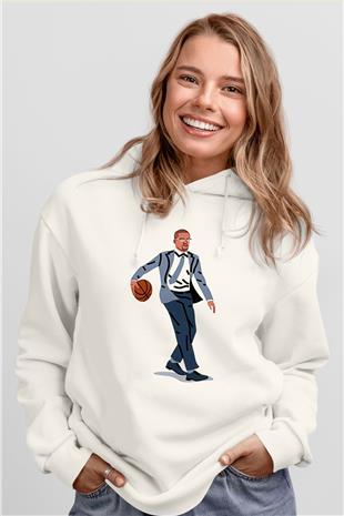 Malcolm X James Baskılı Beyaz Unisex Kapüşonlu Sweatshirt