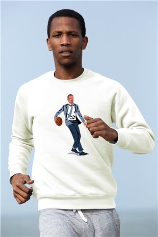 Malcolm X James Baskılı Beyaz Unisex Sweatshirt