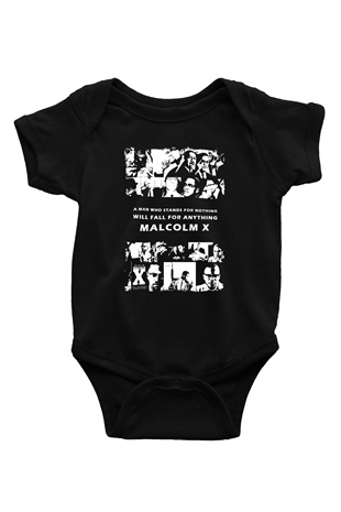 Malcolm X James Baskılı Unisex Siyah Bebek Body - Zıbın