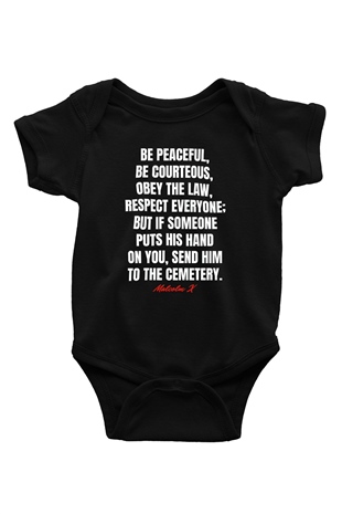 Malcolm X James Baskılı Unisex Siyah Bebek Body - Zıbın