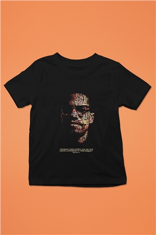 Malcolm X James Baskılı Unisex Siyah Çocuk Tişört - Tshirt