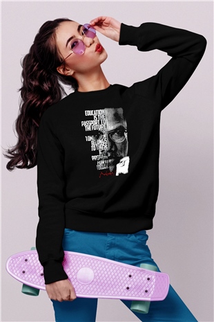 Malcolm X James Baskılı Unisex Siyah Sweatshirt